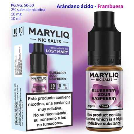 6T. 10 mg. Blueberry Sour Raspberry «MARYLIQ» Sales de nicotina 10 ml.
