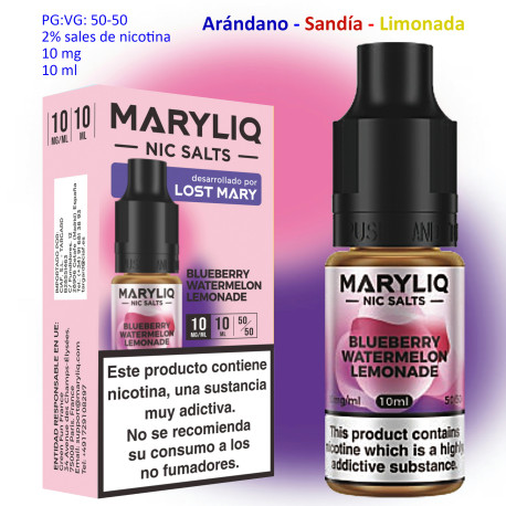 6T. 10 mg. Blueberry Watermelon Lemonade «MARYLIQ» Sales de nicotina 10 ml.