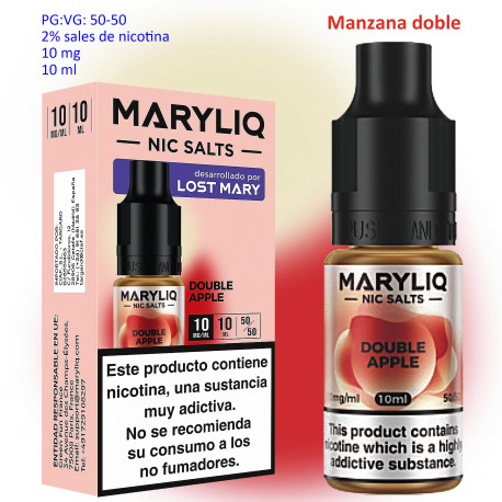 6T. 10 mg. Double Apple «MARYLIQ» Sales de nicotina 10 ml.