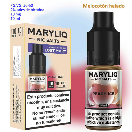6T. 10 mg. Peach Ice «MARYLIQ» Sales de nicotina 10 ml.