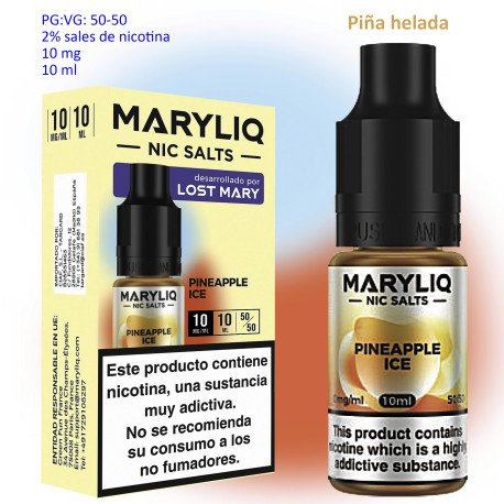 6T. 10 mg. Pineapple Ice «MARYLIQ» Sales de nicotina 10 ml.