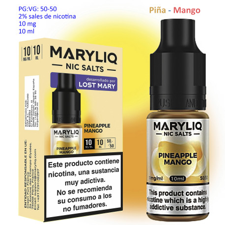 6T. 10 mg.  Pineapple Mango «MARYLIQ» Sales de nicotina 10 ml.
