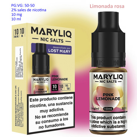 6T. 10 mg.Pink Lemonade «MARYLIQ» Sales de nicotina 10 ml.