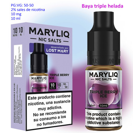 6T. 10 mg. Triple Berry Ice «MARYLIQ» Sales de nicotina 10 ml.