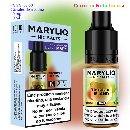 6T. 10 mg. Tropical Island «MARYLIQ» Sales de nicotina 10 ml.