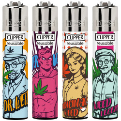 4T. Clipper «FAMILY WEED» Exp. 48 encendedores