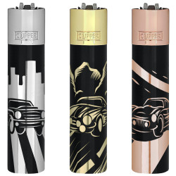 4T. Clipper «CLASSIC CARS» Exp. 12 encendedores con estuche de metal