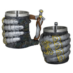 3T. 12,5 cm. Taza ornamentación resina/acero «Tole10» Armadura cotas