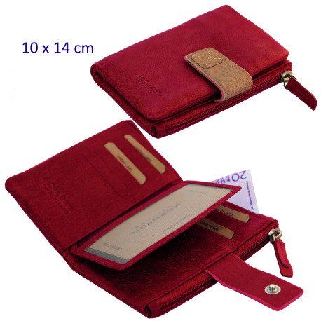 3T. Cartera/billetero/tarjetero señora 10 x 14 cm. Rojo