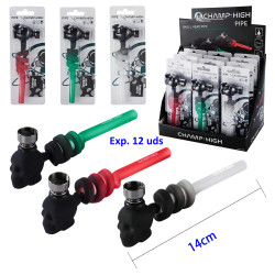 3T. Expositor con 12 pipas de cristal «CHAMP-HIGH» Skull