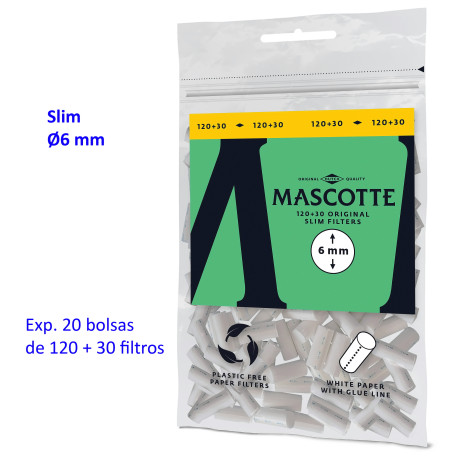4T. 120 +30 Filtros «Mascotte» Slim 6 mm Expositor con 20 bolsas