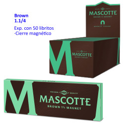 4T. Papel de liar «Mascotte» Brown 1.1/4 magnético Expositor con 50 libritos