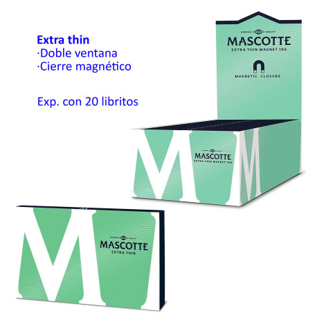 4T. Papel de liar «Mascotte» Extra Thin doble ventana magnético Expositor con 20 libritos