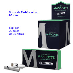 4T. Filtros de carbón activo Ø6 mm. «Mascotte» Expositor con 20 Cajas con 10 filtros