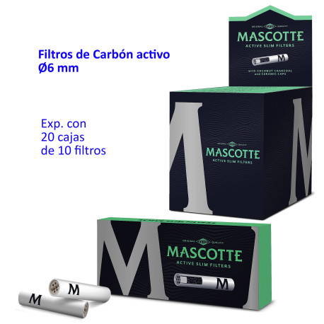 4T. Filtros de carbón activo Ø6 mm. «Mascotte» Expositor con 20 Cajas con 10 filtros