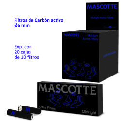 4T. Filtros de carbón activo Ø6 mm. «Mascotte» Midnight Expositor con 20 Cajas con 10 filtros