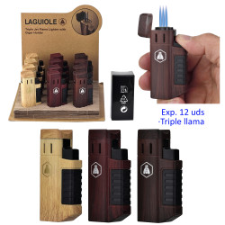 3T. Expositor con 12 encendedores jetflame triple llama «Laguiole»