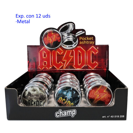 3T. Expositor con 12 ceniceros de bolsillo «AC/DC»