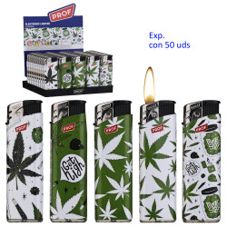 3T. Expositor con 50 encendedores piezo «Prof» Leaves