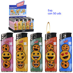3T. Expositor con 50 encendedores piezo «Prof» Emotion face