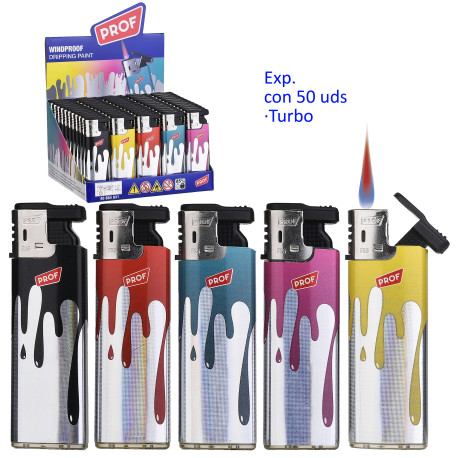 3T. Expositor con 50 encendedores  turbo «Prof» dripping paint