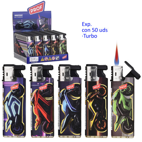 3T. Expositor con 50 encendedores turbo «Prof» motorbike