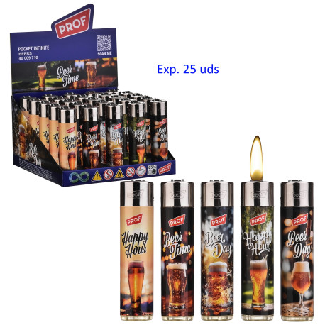 3T. Expositor con 25 encendedores piedra «Prof» Beers