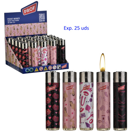 3T. Expositor con 25 encendedores piedra «Prof» Sexy pattern