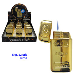 3T. Expositor con 12 encendedores turbo «Volcan-Fire»Goldbarren