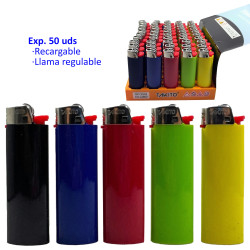 3T. Expositor con 50 encendedores piedra recargables MAXI «Takito»