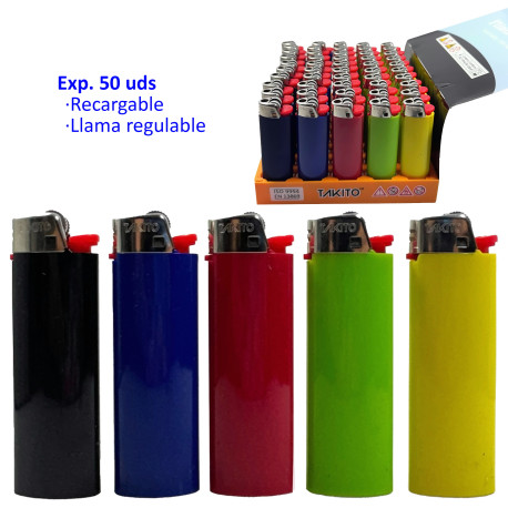 3T. Display with 50 flint lighters rechargeables MAXI «Takito»
