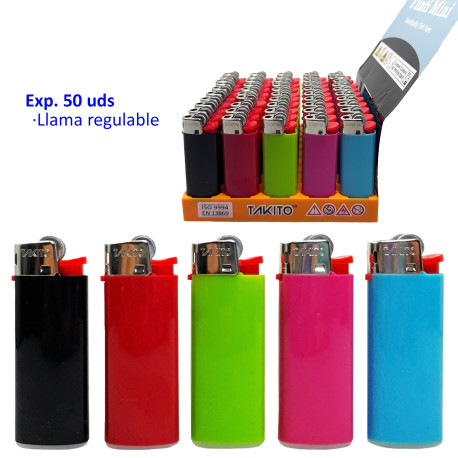 3T. Expositor con 50 encendedores piedra Mini «Takito» llama regulable