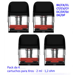 4T. Pod 1.2 ohm Xros Series Corex 2.0 2ml. Pack de 4 pcs