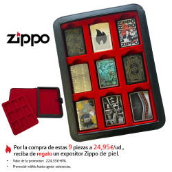 3T. Expositor de piel «Zippo» con 9 encendedores surtidos