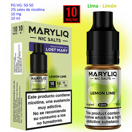6T. 10 mg. Lemon Lime «MARYLIQ» Sales de nicotina 10 ml.