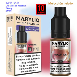 6T. 10 mg. Peach Ice «MARYLIQ» Sales de nicotina 10 ml.