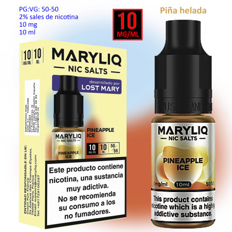 6T. 10 mg. Pineapple Ice «MARYLIQ» Sales de nicotina 10 ml.