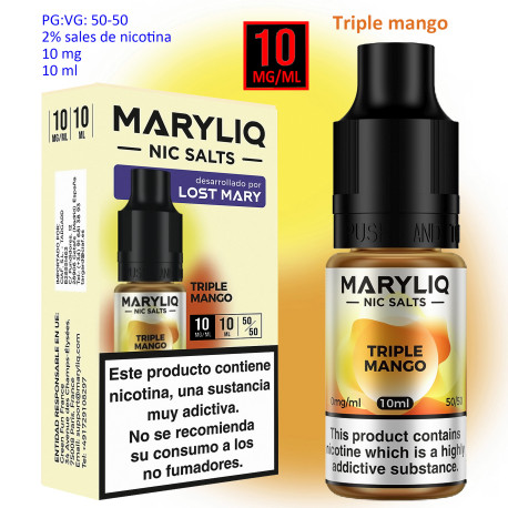 6T. 10 mg. Triple Mango «MARYLIQ» Sales de nicotina 10 ml.