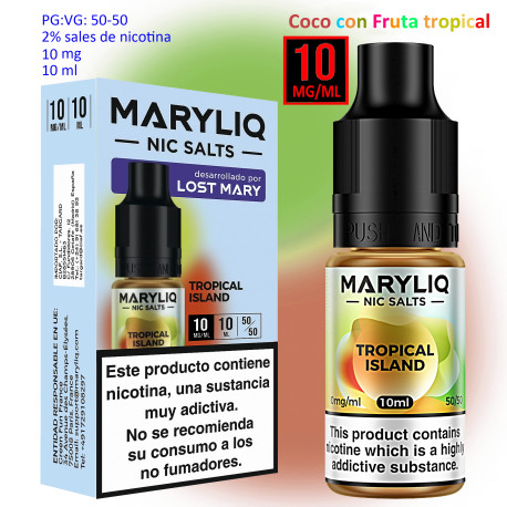 6T. 10 mg. Tropical Island «MARYLIQ» Sales de nicotina 10 ml.