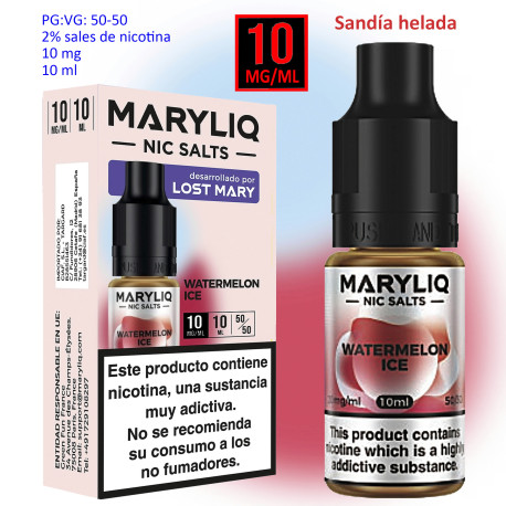 6T. 10 mg.Watermelon Ice «MARYLIQ» Sales de nicotina 10 ml.