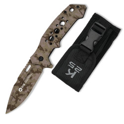 3T. 8,5 cm. Navaja táctica «K25» con mango aluminio camo arena