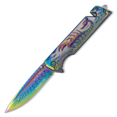 3T. 9,5 cm. Navaja «Albainox» Rainbow escorpión con mango de acero