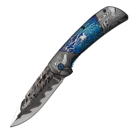 3T. 8,3 cm. Navaja «Albainox» con mango acero diseño 3D Damasco