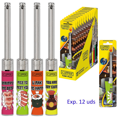 4T. Clipper «TUBE PLUS SUSHI SENTENCES» Exp. 12 blisters con encendedor