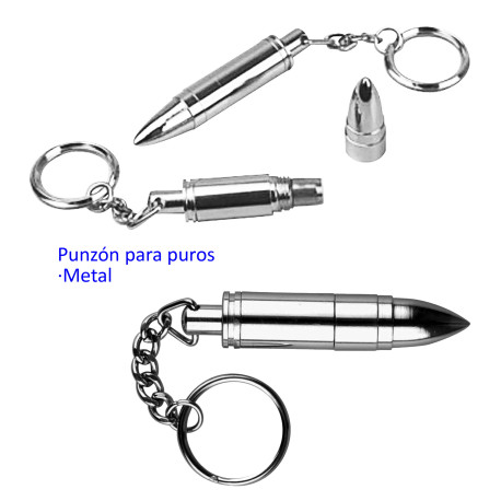 3T. Llavero punzón para puro metal plateado