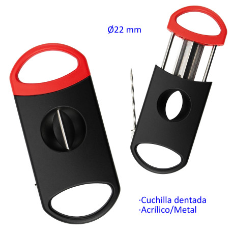 3T. Cortapuros acrílico negro/rojo 22mm cuchillas dentadas