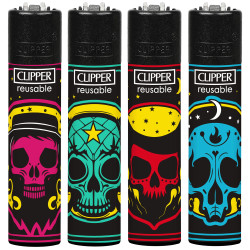 4T. Clipper «BLACK MAGIC SKULLS» Exp. 48 encendedores