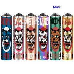 4T. Mini Clipper «AGRESSIVE ANIMALS» Exp. 30 encendedores con funda metal