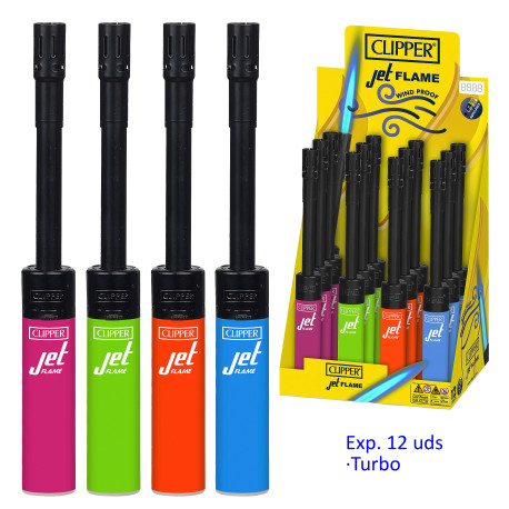 4T. Clipper «TUBE PLUS JET SHINY BRANDED» Exp. 12 encendedores
