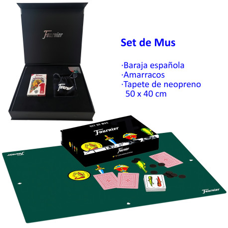 4T. Set de mus «Fournier» en estuche con baraja, amarracos y tapete de neopreno 50x40 cm.